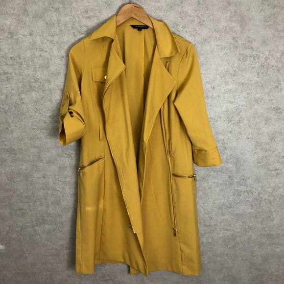Sharagano Mustard Yellow Duster Open Style Jacket - Picture 1 of 6